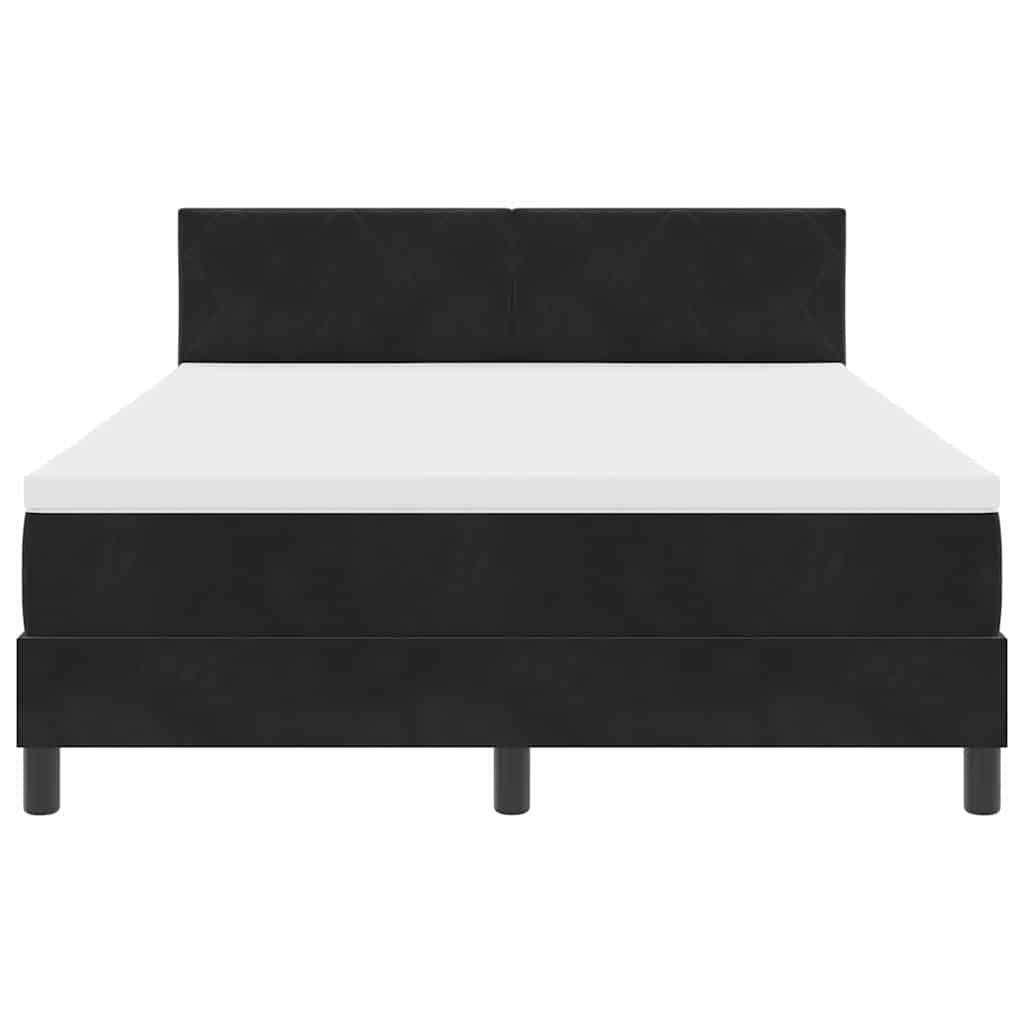 Box spring seng med hovedgærde Sort 160 x 200 cm Fløjl
