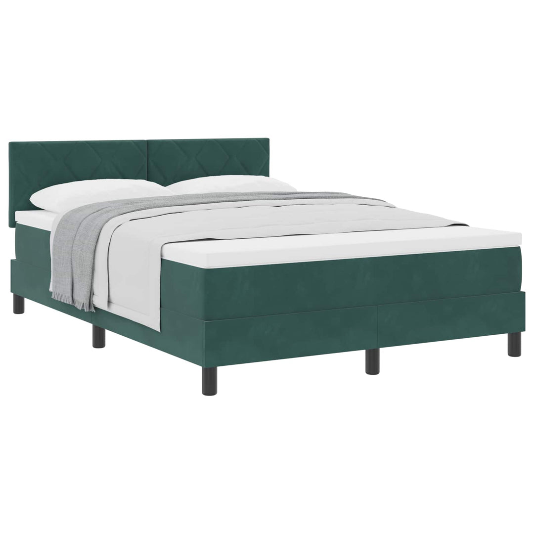 Box spring seng med hovedgærde Mørkegrøn 160 x 200 cm Fløjl