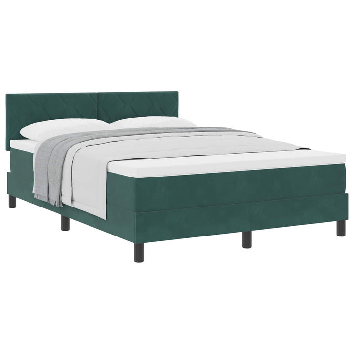 Box spring seng med hovedgærde Mørkegrøn 160 x 200 cm Fløjl