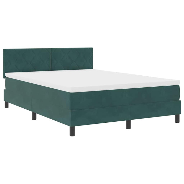 Box spring seng med hovedgærde Mørkegrøn 160 x 200 cm Fløjl