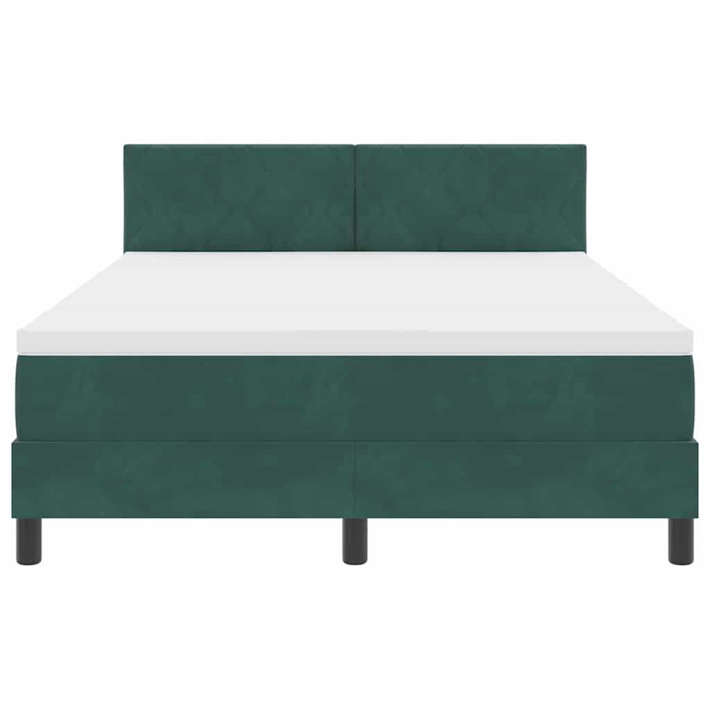Box spring seng med hovedgærde Mørkegrøn 160 x 200 cm Fløjl