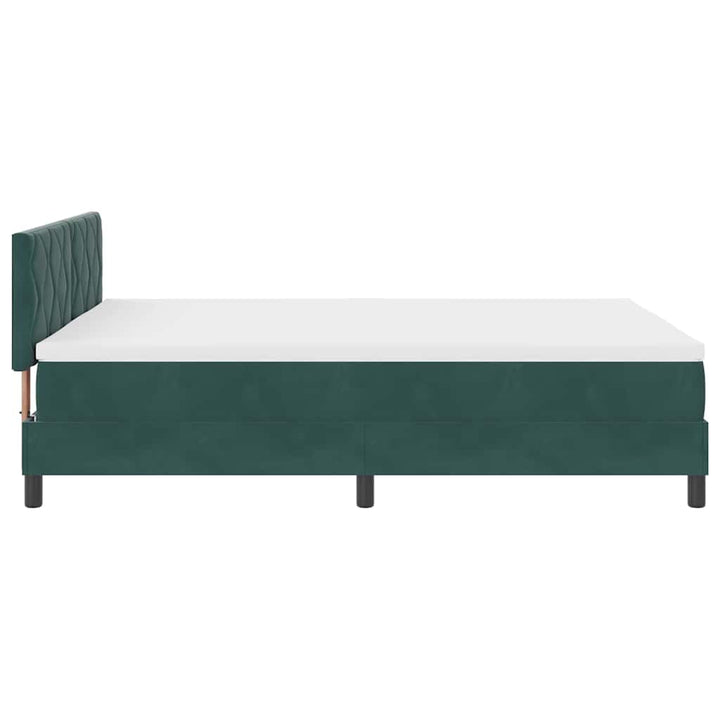 Box spring seng med hovedgærde Mørkegrøn 160 x 200 cm Fløjl