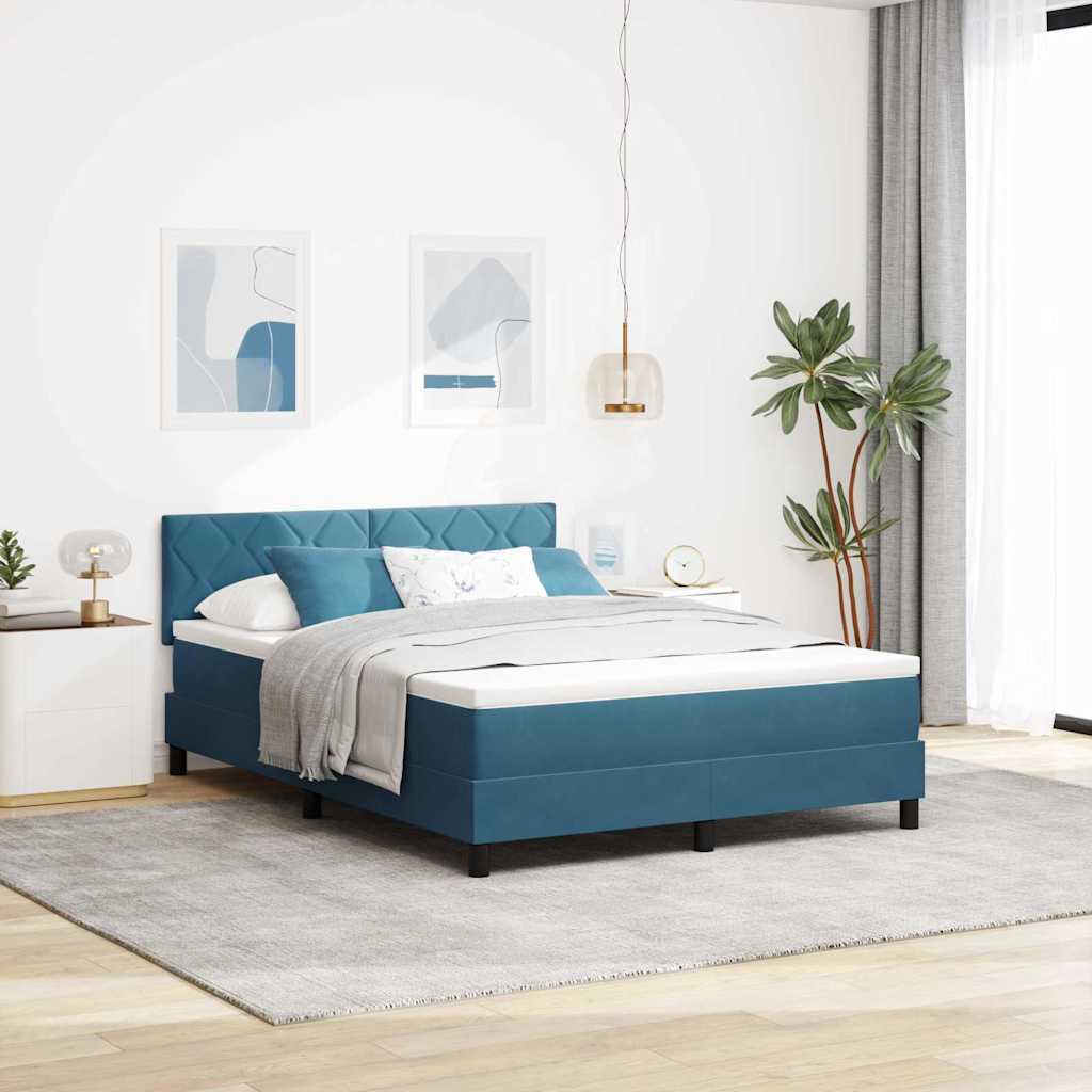 Box spring seng med hovedgærde Mørk blå 160 x 200 cm Fløjl