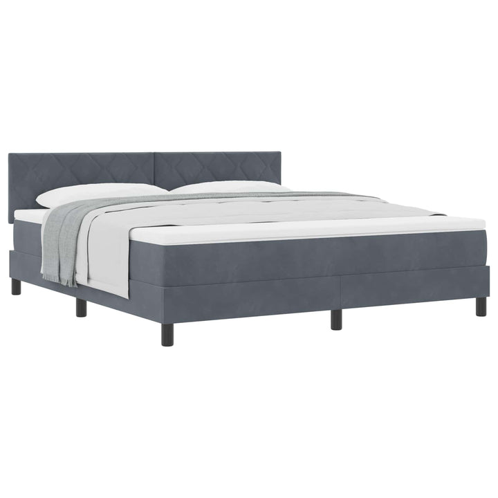 Box spring seng med hovedgærde Mørkegrå 180 x 200 cm Fløjl