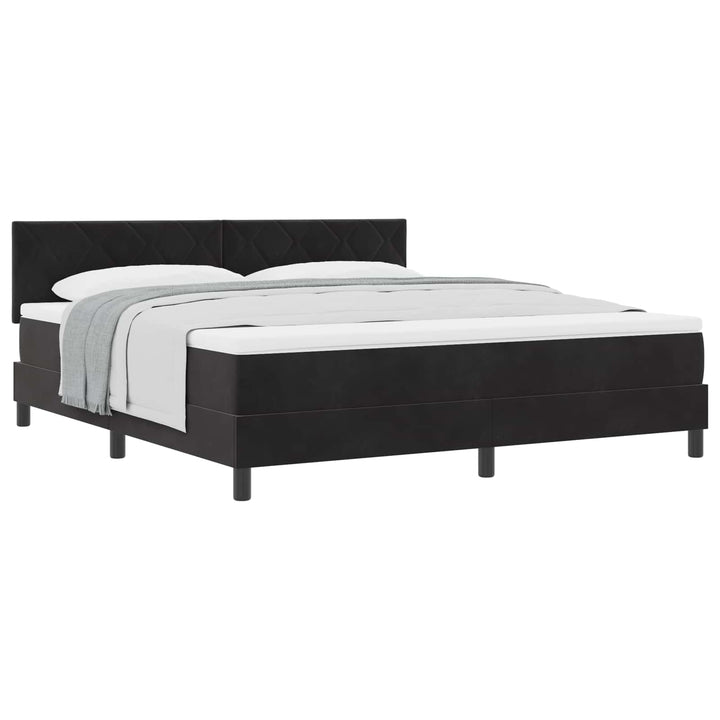 Box spring seng med hovedgærde Sort 180 x 200 cm Fløjl