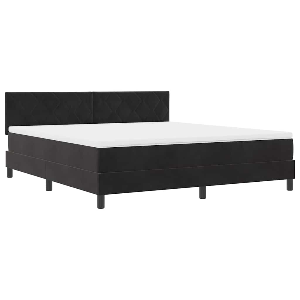 Box spring seng med hovedgærde Sort 180 x 200 cm Fløjl