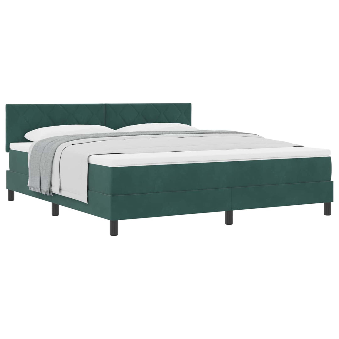 Box spring seng med madras Mørkegrøn 180 x 200 cm Fløjl