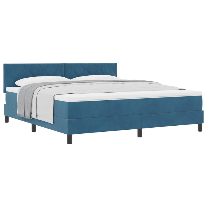Box spring seng med hovedgærde Mørk blå 180 x 200 cm Fløjl