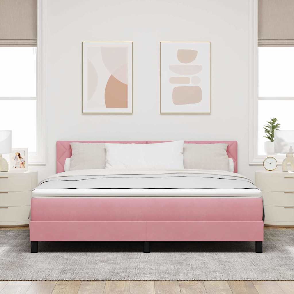 Box spring seng med madras Lyserød 180 x 200 cm Fløjl