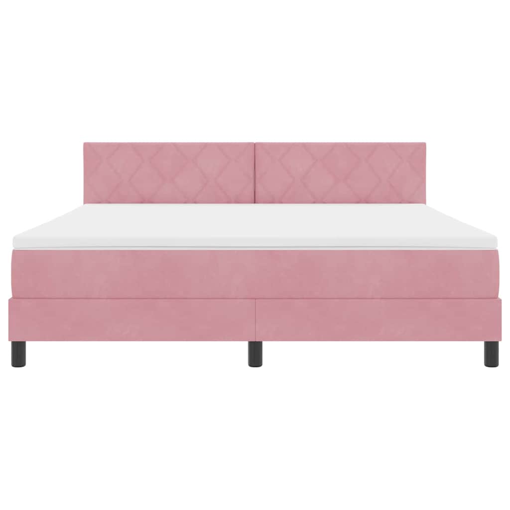 Box spring seng med madras Lyserød 180 x 200 cm Fløjl