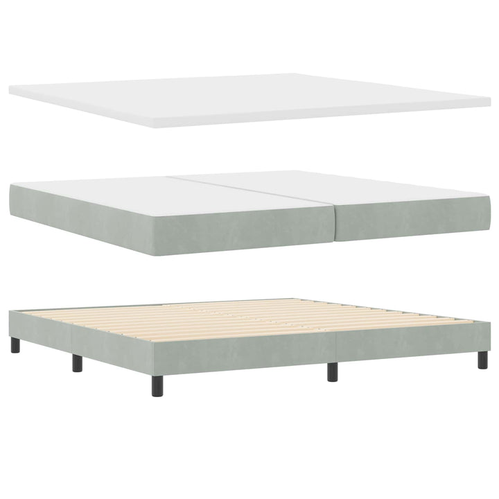 Box spring seng med hovedgærde Lysegrå 200 x 200 cm Fløjl