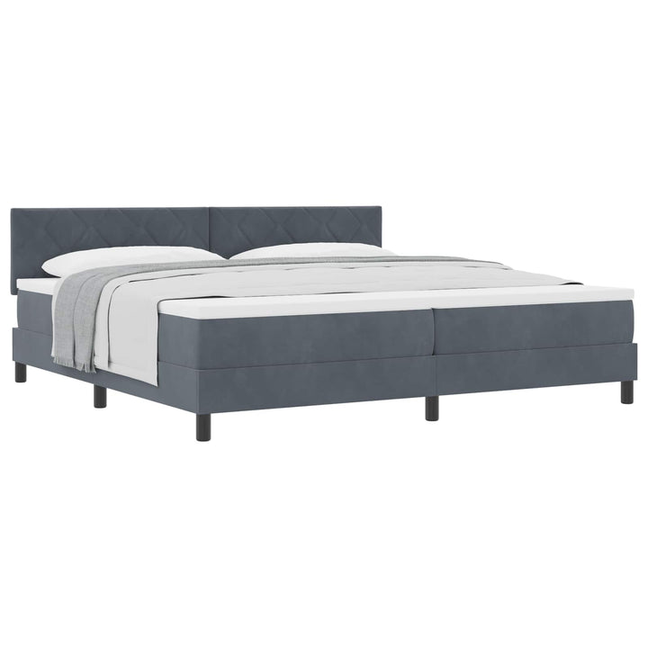 Box spring seng med hovedgærde Mørkegrå 200 x 200 cm Fløjl