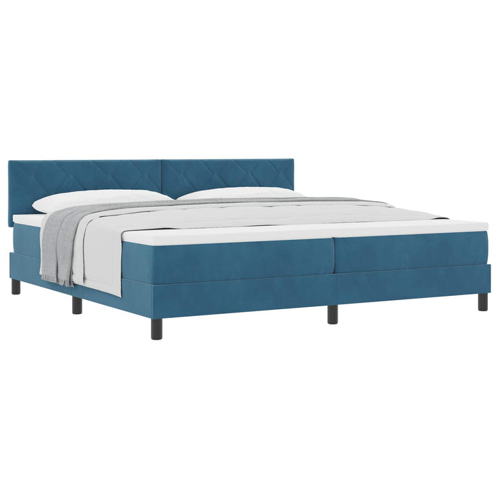 Box spring seng med madras Mørk blå 200 x 200 cm Fløjl