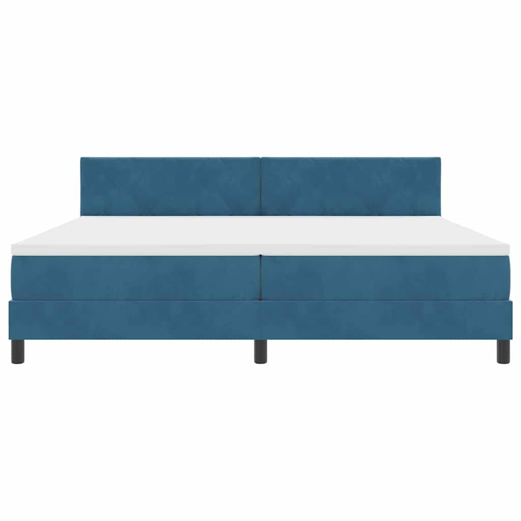 Box spring seng med madras Mørk blå 200 x 200 cm Fløjl