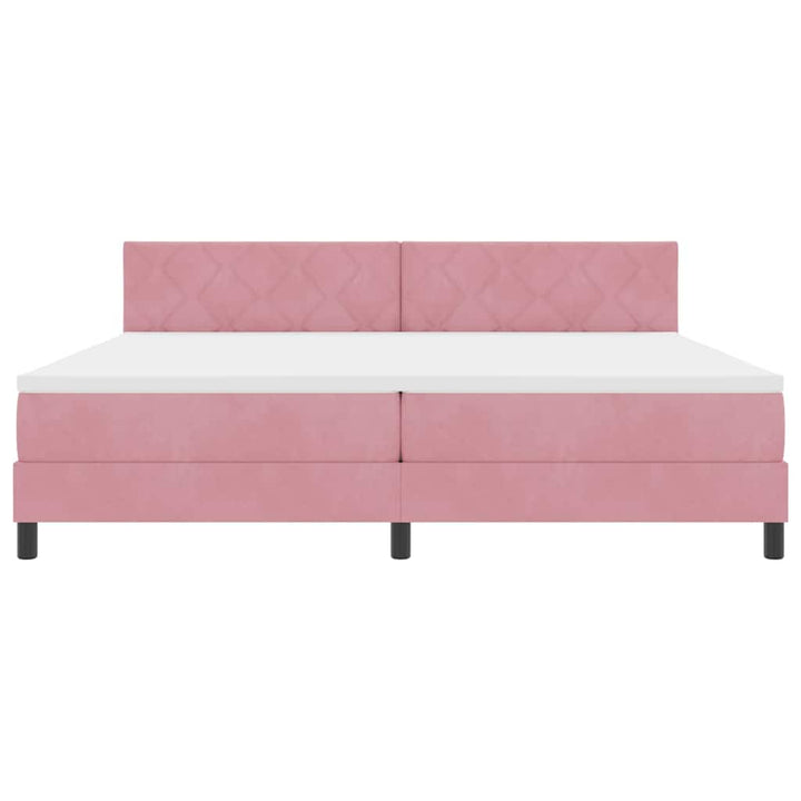 Box spring seng med hovedgærde Lyserød 200 x 200 cm Fløjl