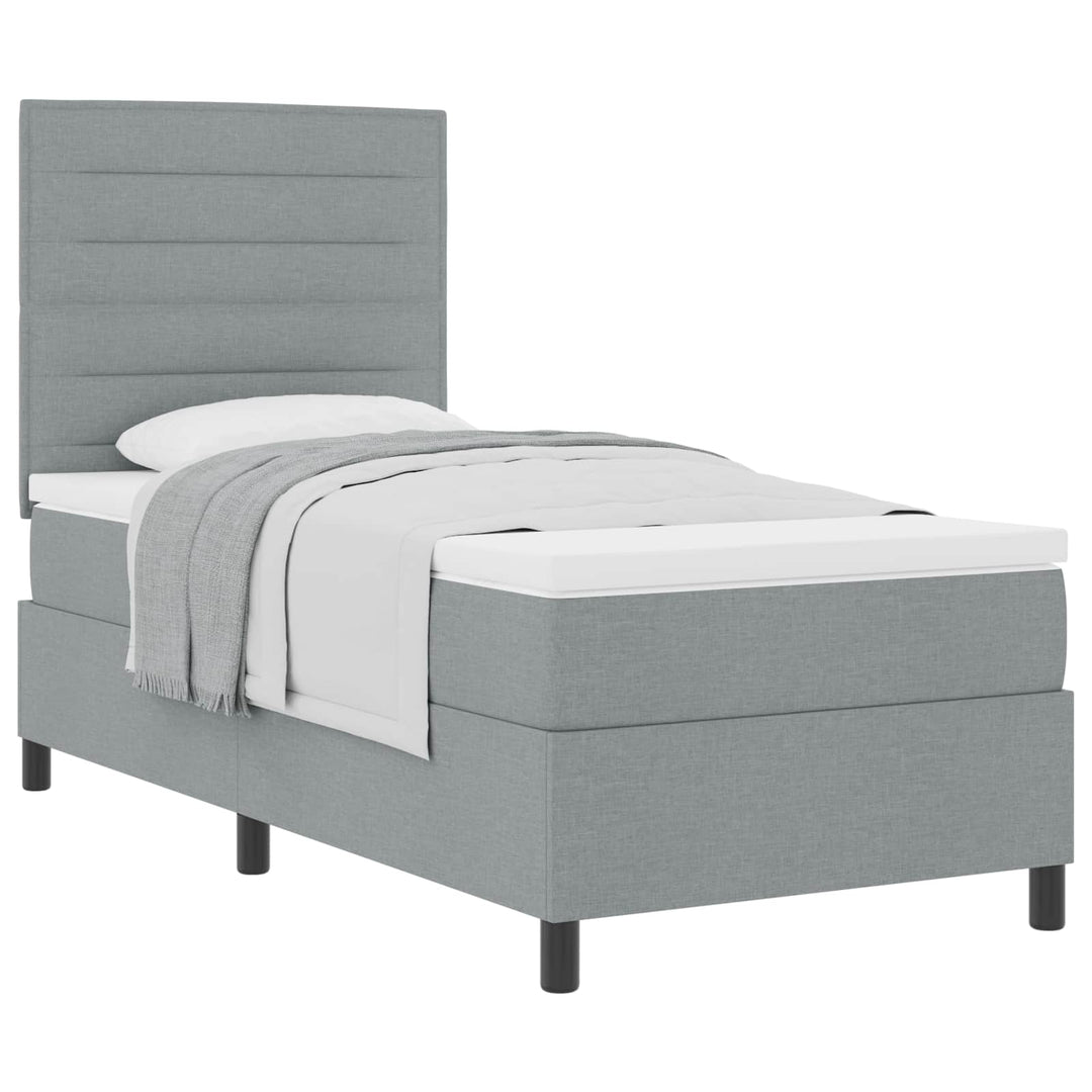 Box spring seng med madras Lysegrå 80 x 200 cm Stof