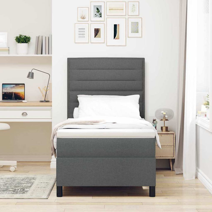 Box spring seng med madras Mørkegrå 80 x 200 cm Stof