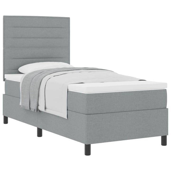 Box spring seng med madras Lysegrå 90 x 190 cm Stof