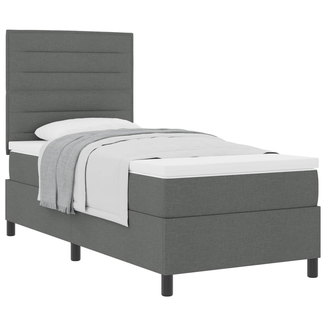 Box spring seng med madras Mørkegrå 90 x 190 cm Stof