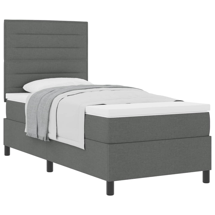 Box spring seng med madras Mørkegrå 90 x 190 cm Stof