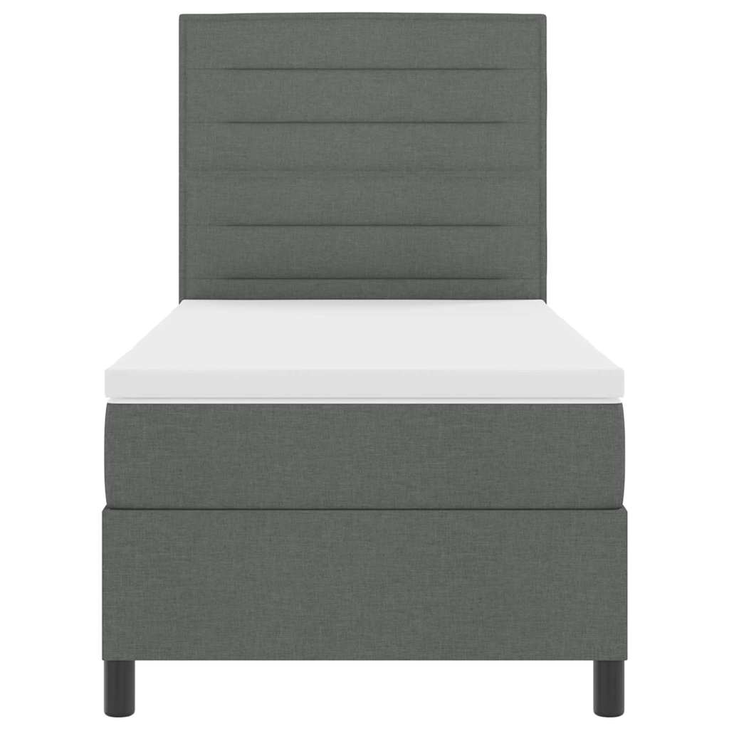 Box spring seng med madras Mørkegrå 90 x 190 cm Stof