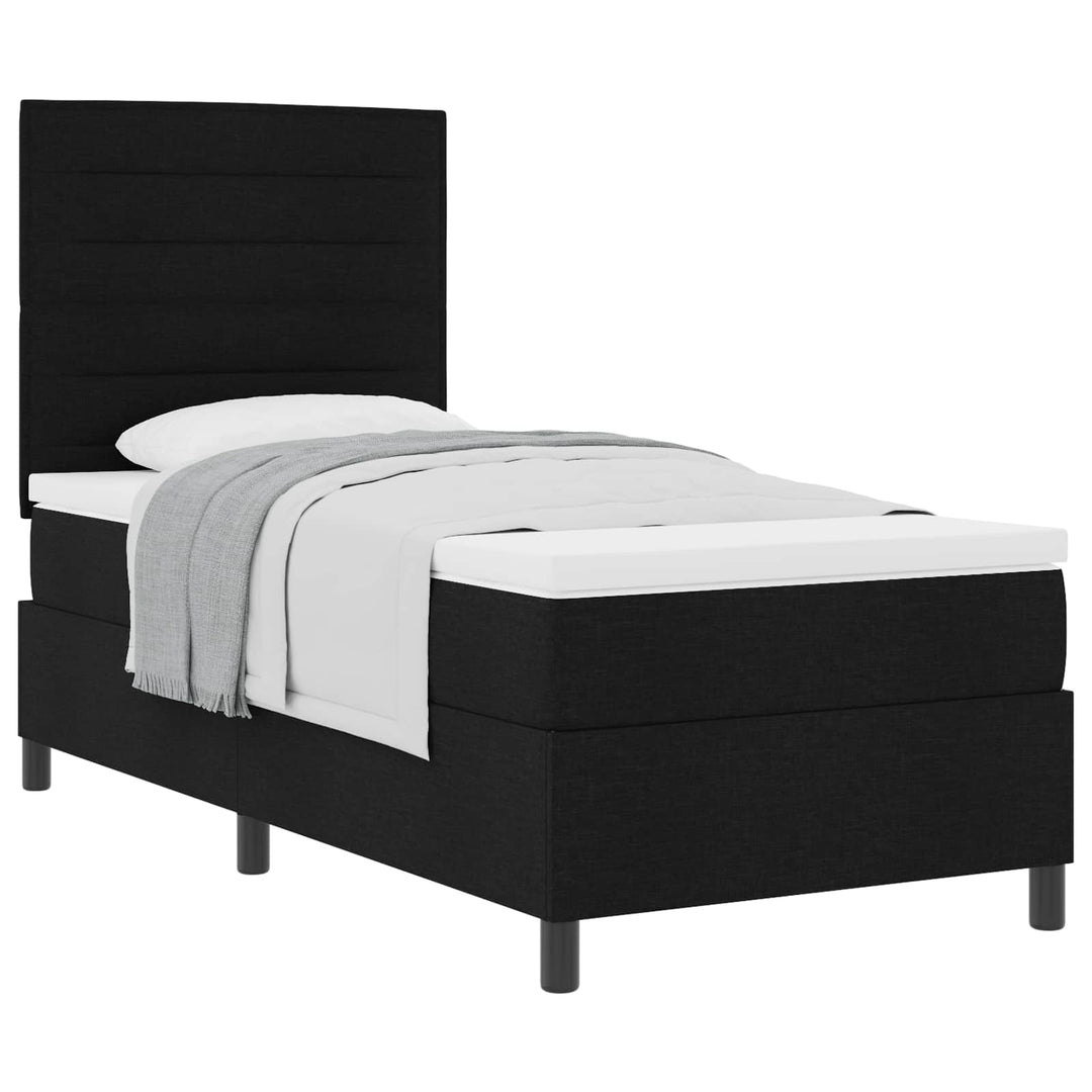 Box spring seng med madras med hovedgærde Sort 90 x 190 cm Stof