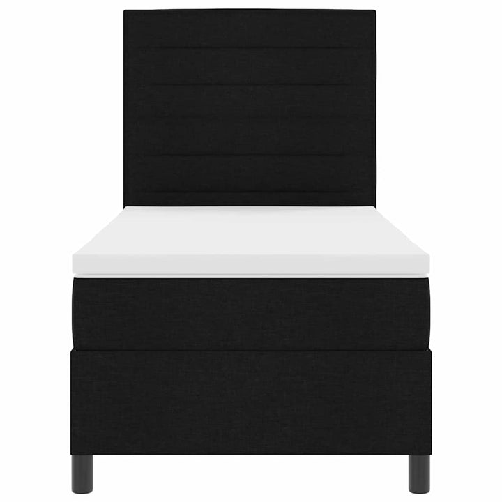 Box spring seng med madras med hovedgærde Sort 90 x 190 cm Stof