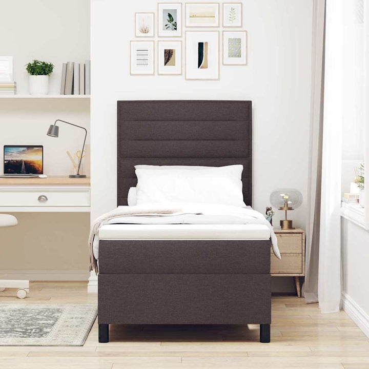 Box spring seng med madras Mørk Brun 90 x 190 cm Stof
