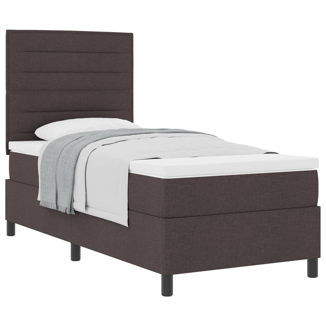 Box spring seng med madras Mørk Brun 90 x 190 cm Stof
