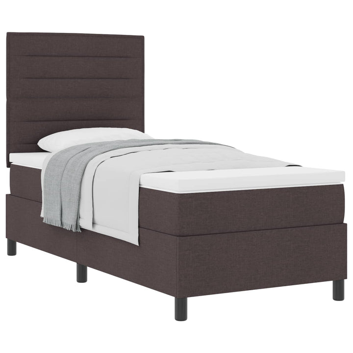 Box spring seng med madras Mørk Brun 90 x 190 cm Stof
