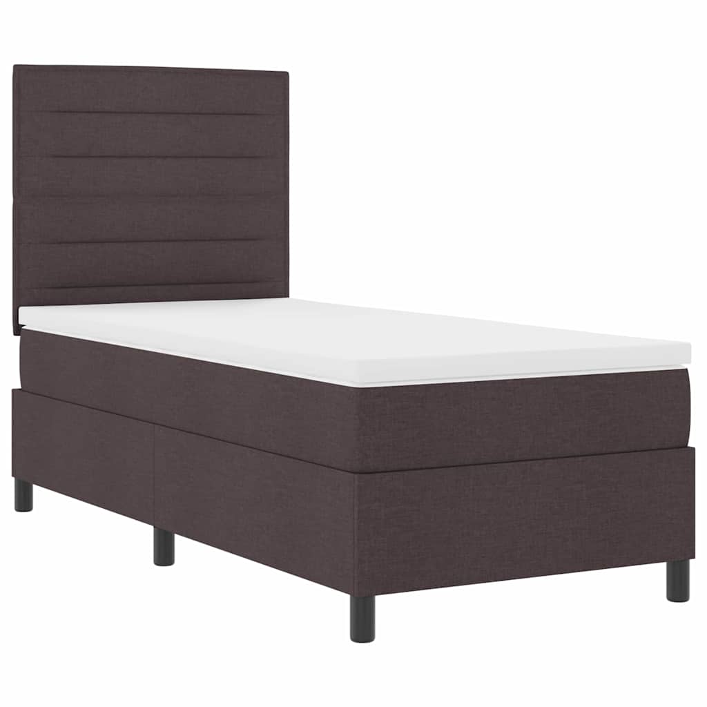 Box spring seng med madras Mørk Brun 90 x 190 cm Stof