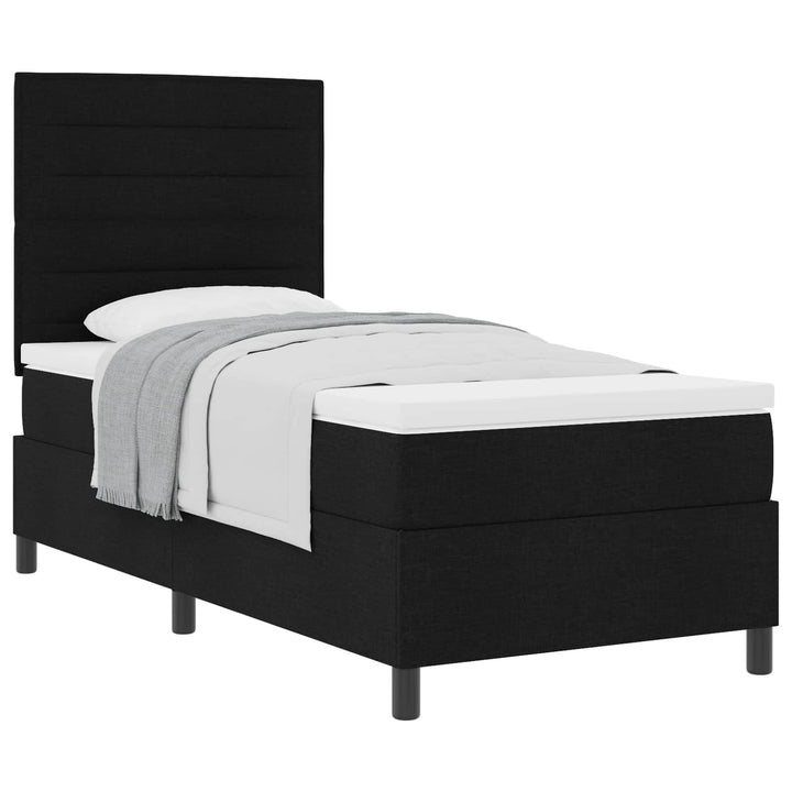 Box spring seng med madras med hovedgærde Sort 90 x 200 cm Stof