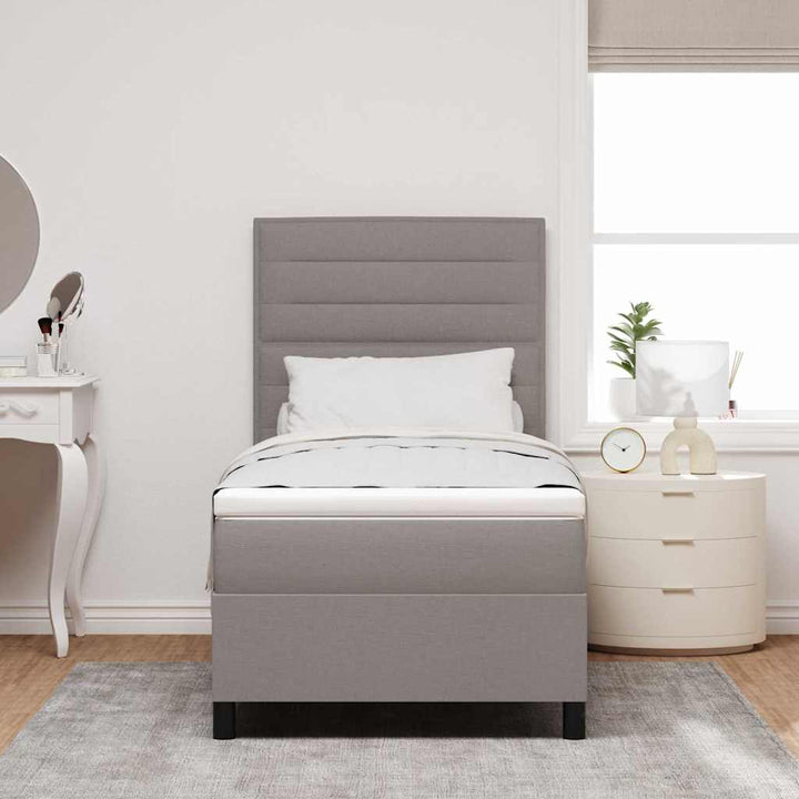 Box spring seng med hovedgærde Gråbrun 90 x 200 cm Stof
