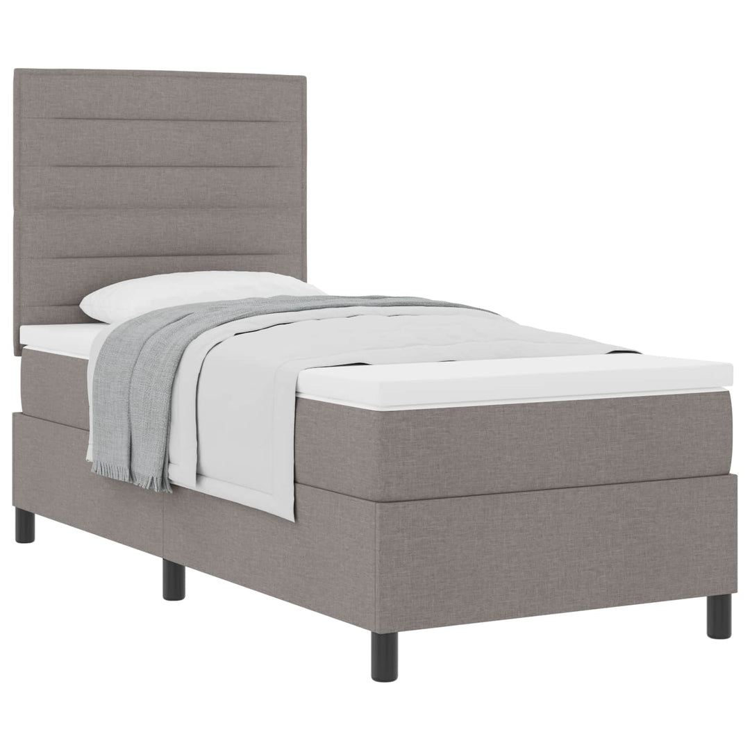 Box spring seng med hovedgærde Gråbrun 90 x 200 cm Stof