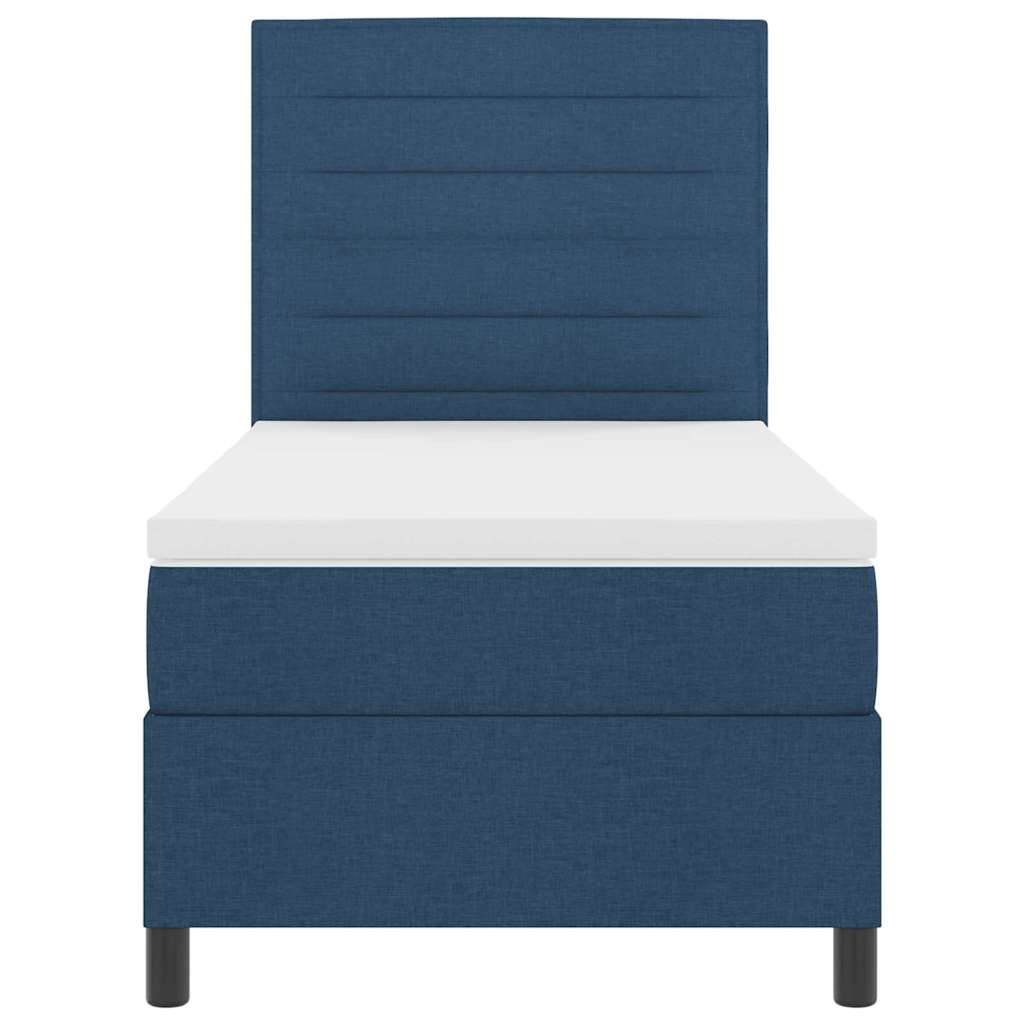 Box spring seng med madras med hovedgærde Blå 100 x 200 cm Stof