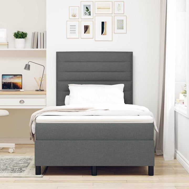 Box spring seng med madras Mørkegrå 120 x 200 cm Stof