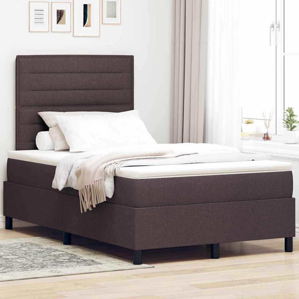 Box spring seng med madras Mørk Brun 120 x 200 cm Stof
