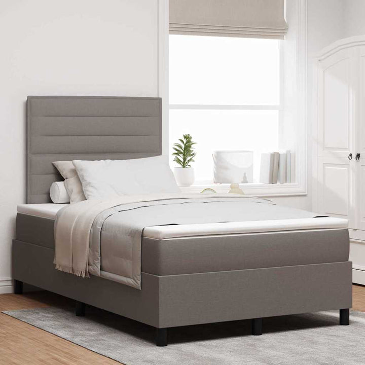 Box spring seng med madras Gråbrun 120 x 200 cm Stof
