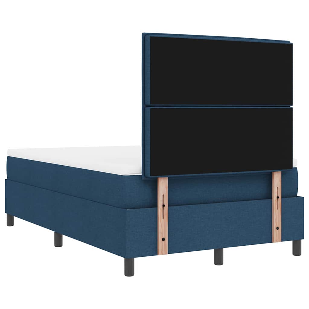 Box spring seng med madras med hovedgærde Blå 120 x 200 cm Stof