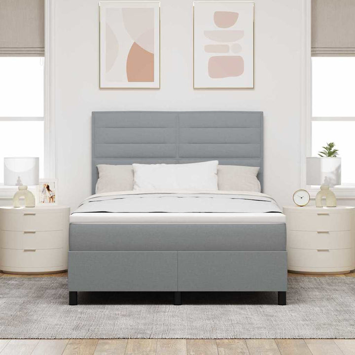 Box spring seng med madras Lysegrå 140 x 190 cm Stof