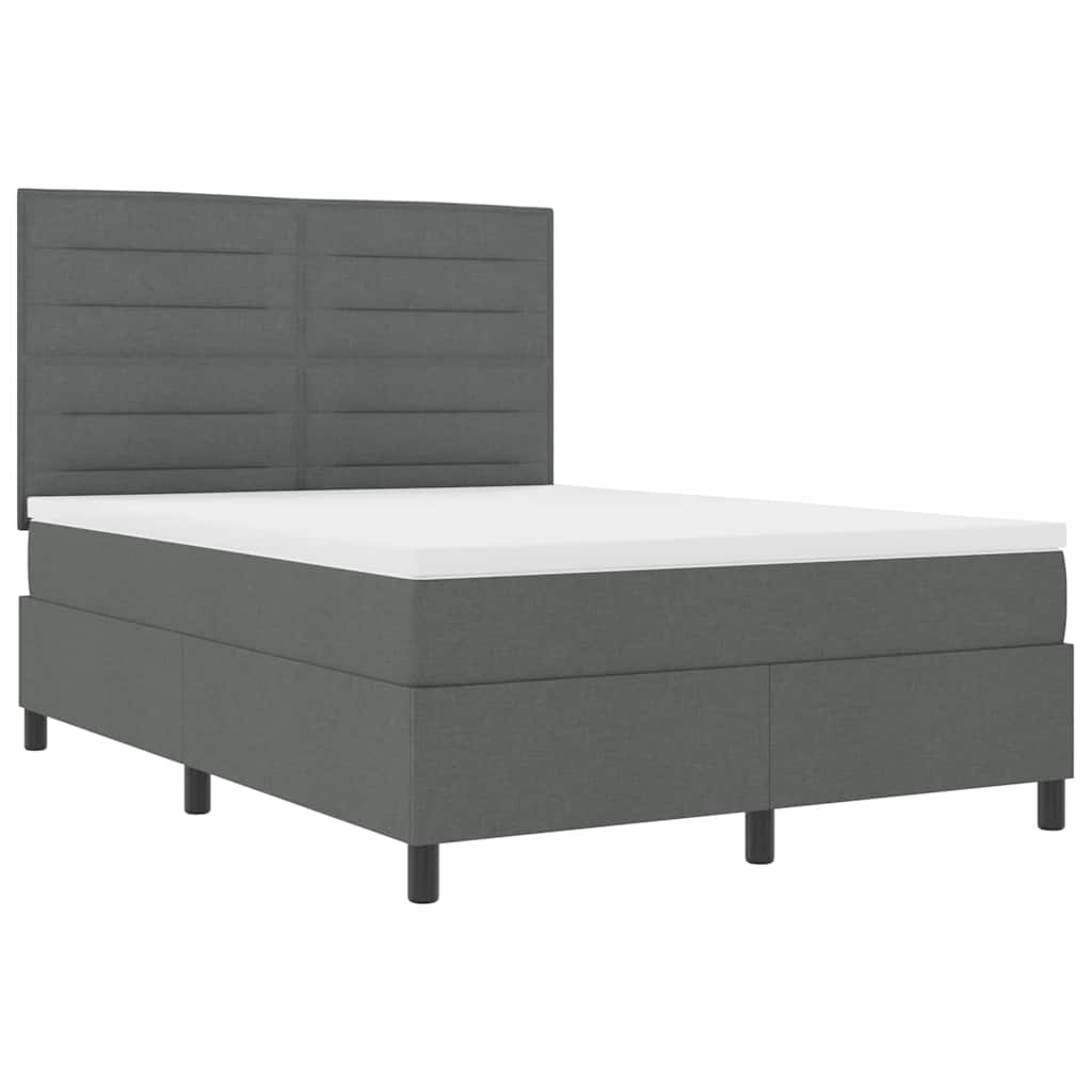 Box spring seng med madras Mørkegrå 140 x 190 cm Stof