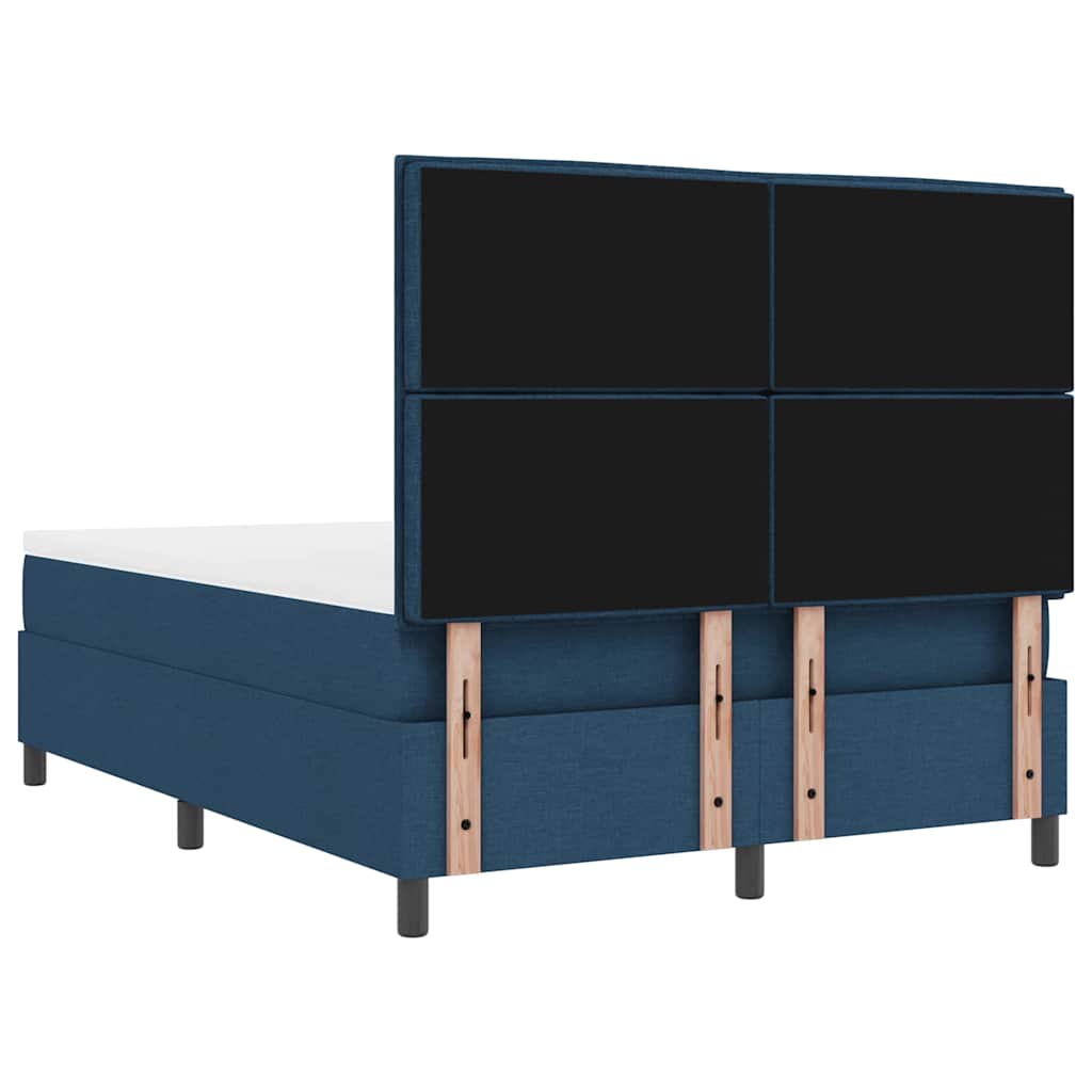 Box spring seng med madras med hovedgærde Blå 140 x 190 cm Stof