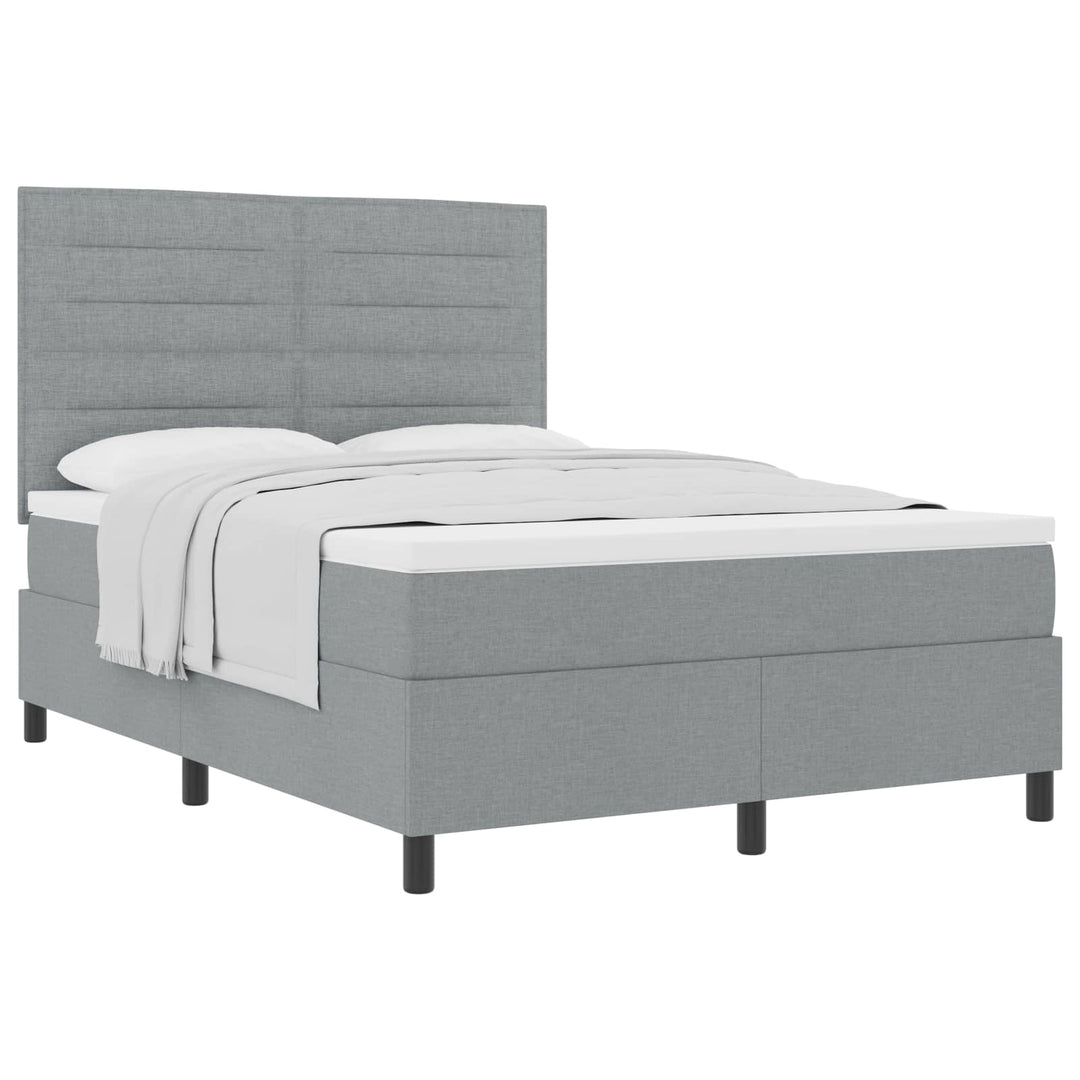 Box spring seng med madras Lysegrå 140 x 200 cm Stof
