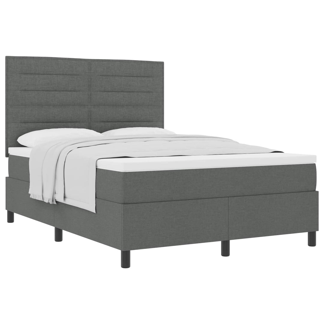 Box spring seng med madras Mørkegrå 140 x 200 cm Stof