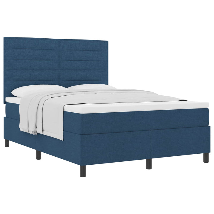 Box spring seng med madras med hovedgærde Blå 160 x 200 cm Stof