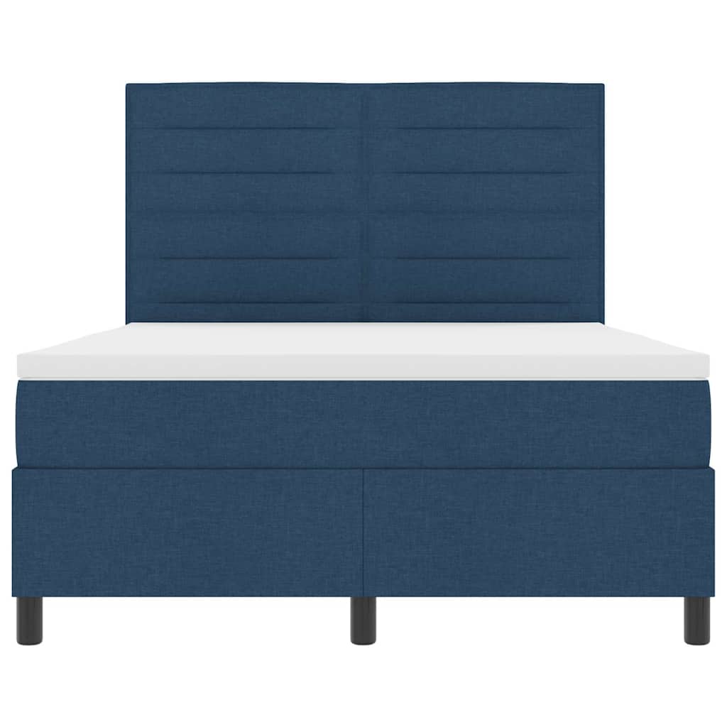 Box spring seng med madras med hovedgærde Blå 160 x 200 cm Stof