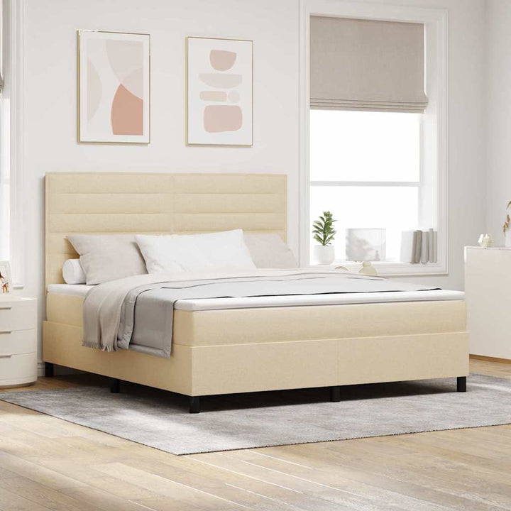 Box spring seng med madras Creme 180 x 200 cm Stof