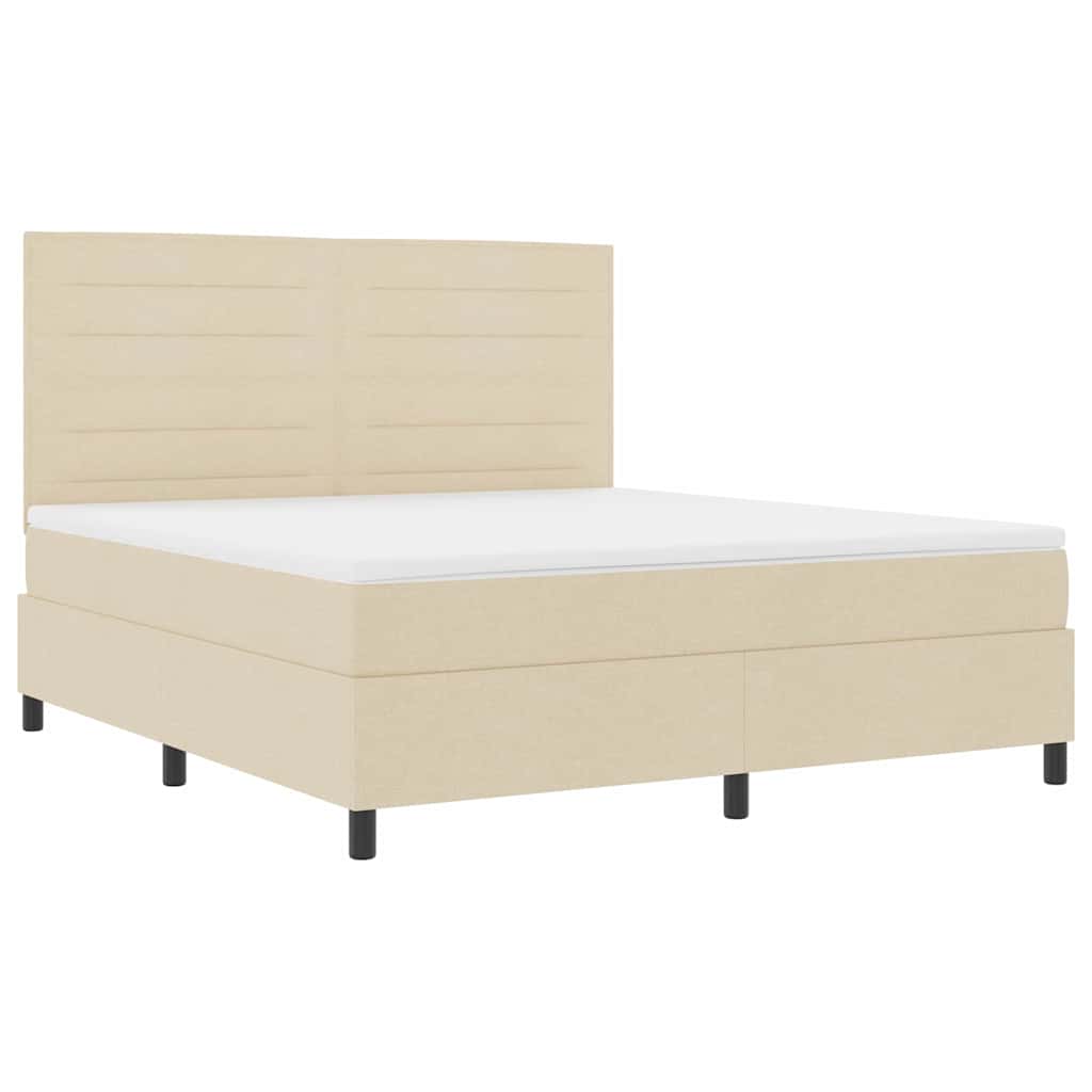 Box spring seng med madras Creme 180 x 200 cm Stof