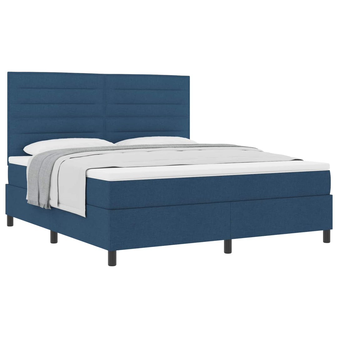 Box spring seng med madras med hovedgærde Blå 180 x 200 cm Stof