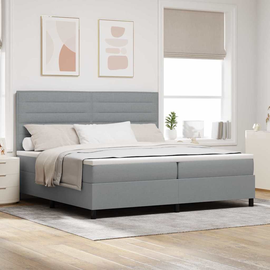 Box spring seng med madras Lysegrå 200 x 200 cm Stof